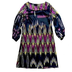 Ophelia Satin Dress Ode To Neon Revival Sz Med Purple Retro Hippy Modern Shift